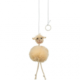 Котешка играчка Trixie Sheep on an elastic band плюшена овца на ластик с добавена котешка трева